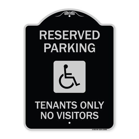 Signmission Reserved Parking Tenants No Visitors W/ Graphic Heavy-Gauge Aluminum Sign, 24" x 18", BS-1824-23005 A-DES-BS-1824-23005